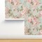 Watercolor Roses Botanical Cabbage Rose Vintage Large Scale Floral Leaves Custom Removable Wallpaper by Spoonflower Peel & Stick Wallpaper 2FT Wide